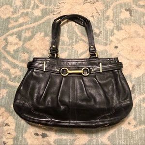 Black leather coach purse